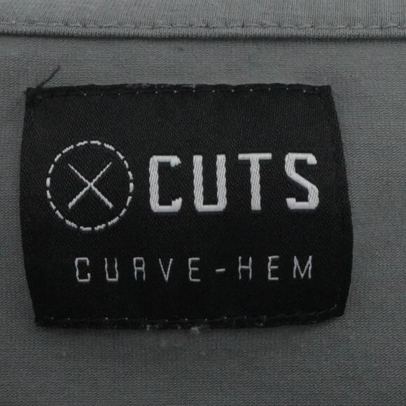 Cuts Shirt Mens Large Gray Curve Hem Short Sleeve T Pyca Pro Stretch Comfort - Picture 3 of 11